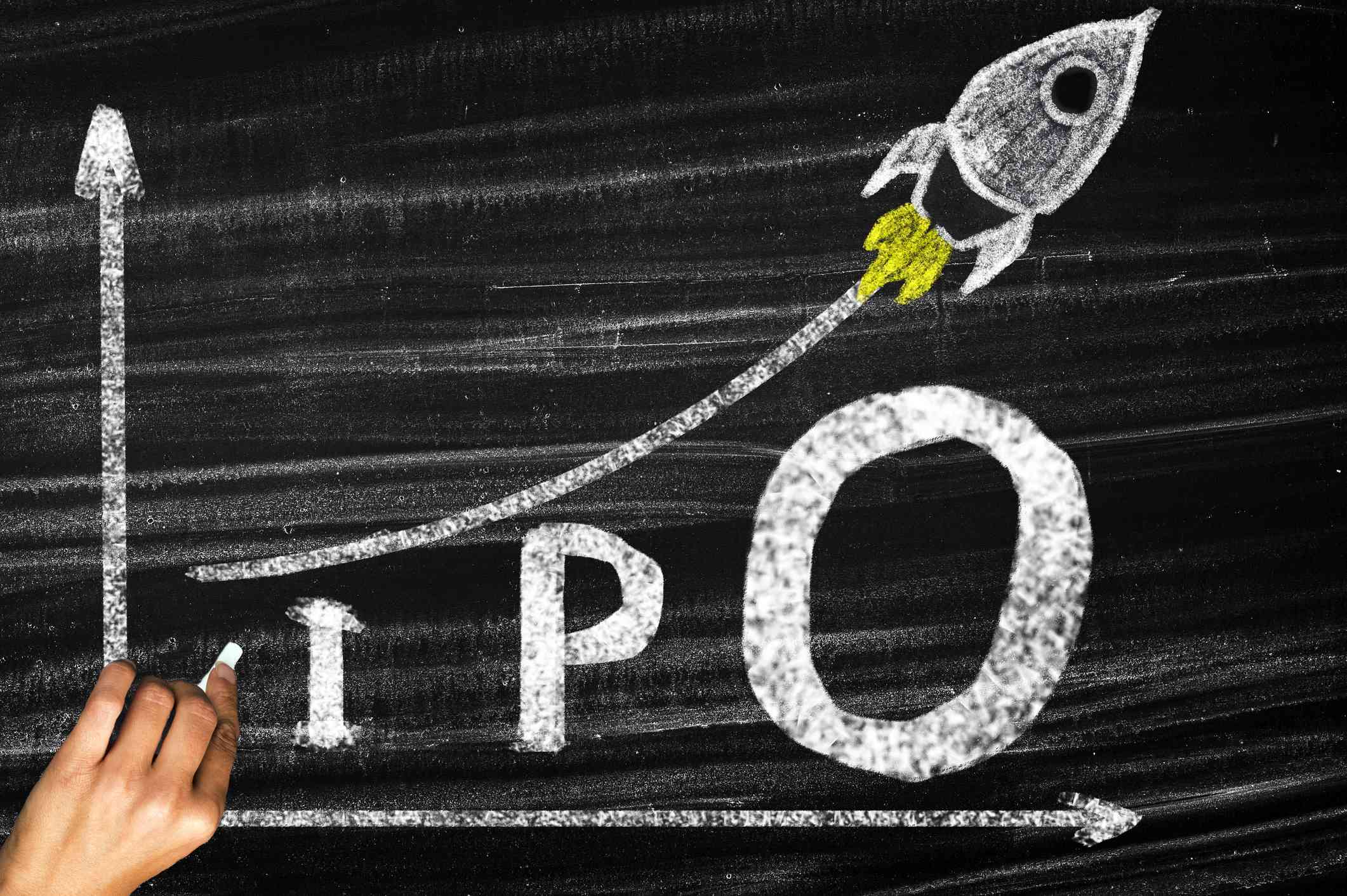 IPO-Initial Public Offering written on a blackboard.