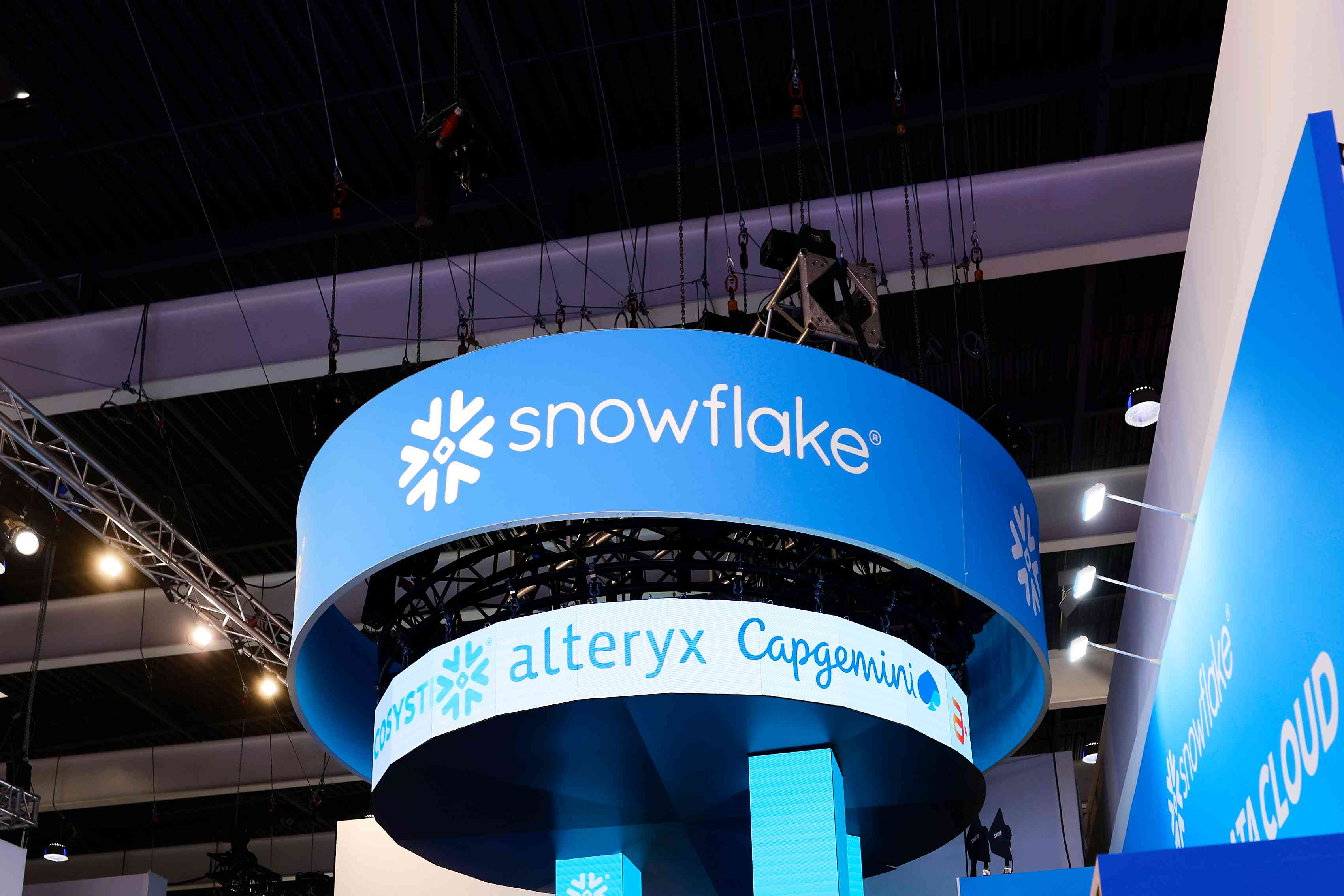 The Snowflace logo on display at a conference.