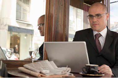 man at desk