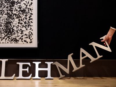 Lehman Brothers corporate logo at Christie's auction house 