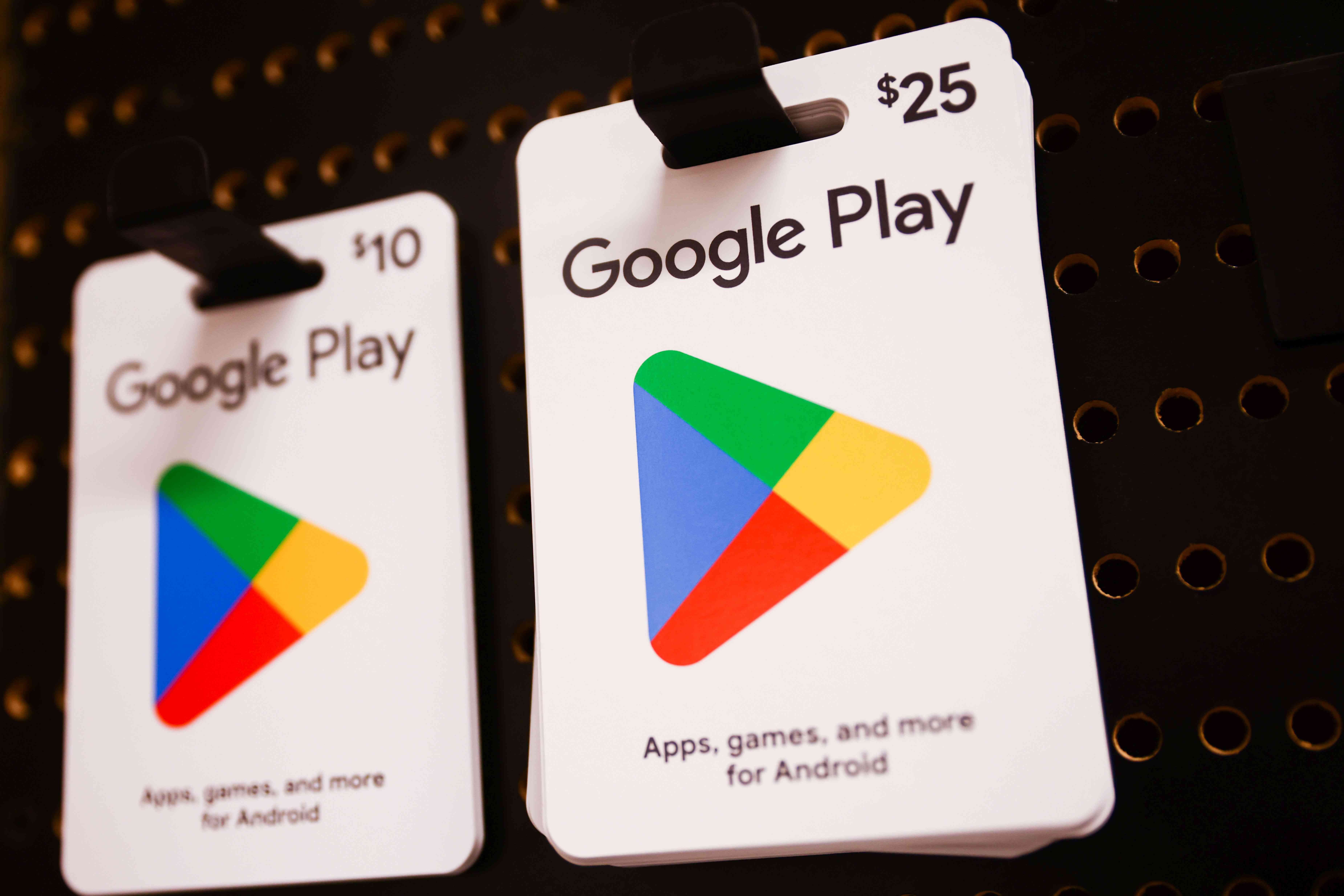 Google Play Store gift cards in a story