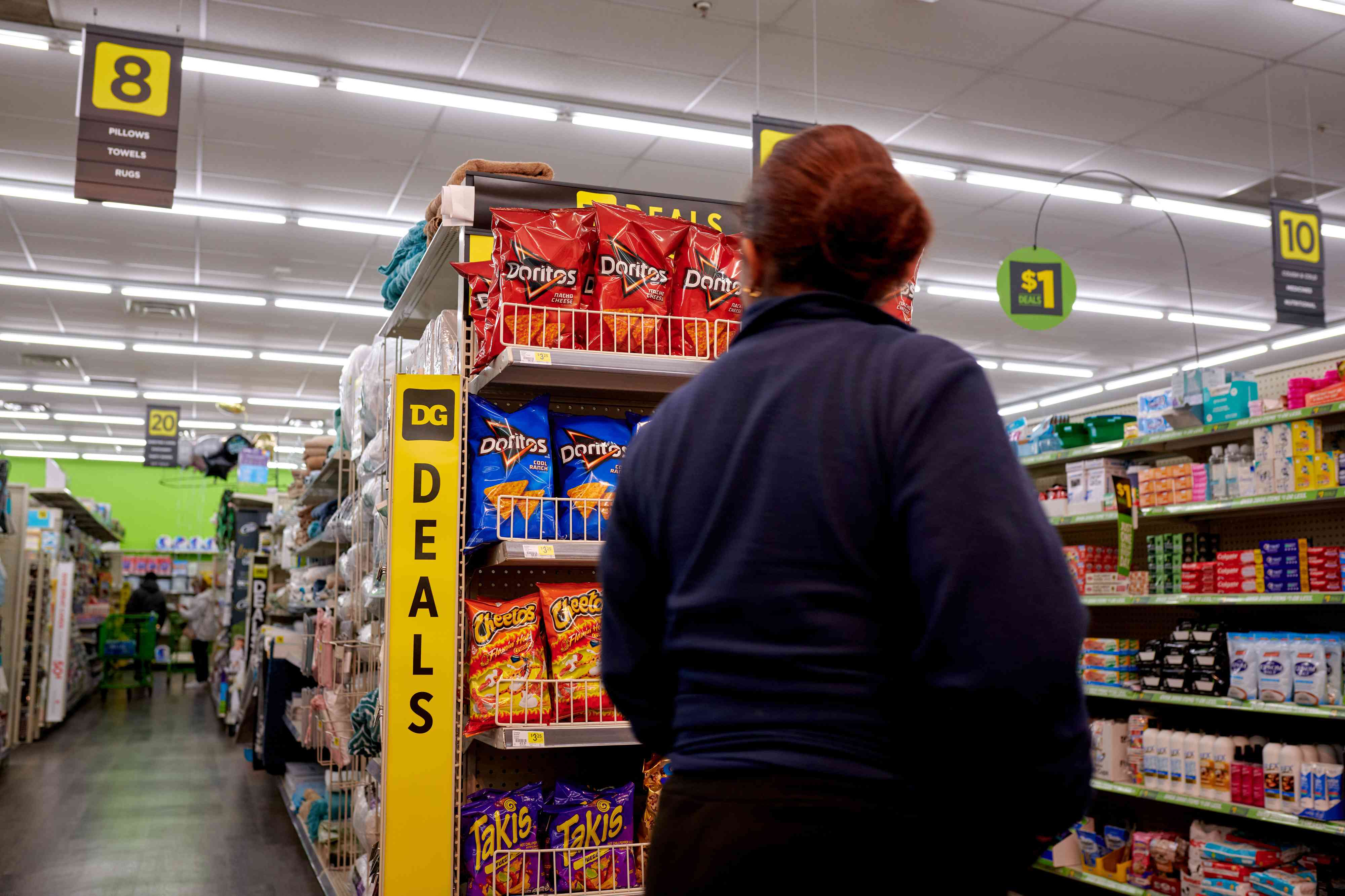 A shopper inside a Dollar General Market store in Saddlebrook, New Jersey