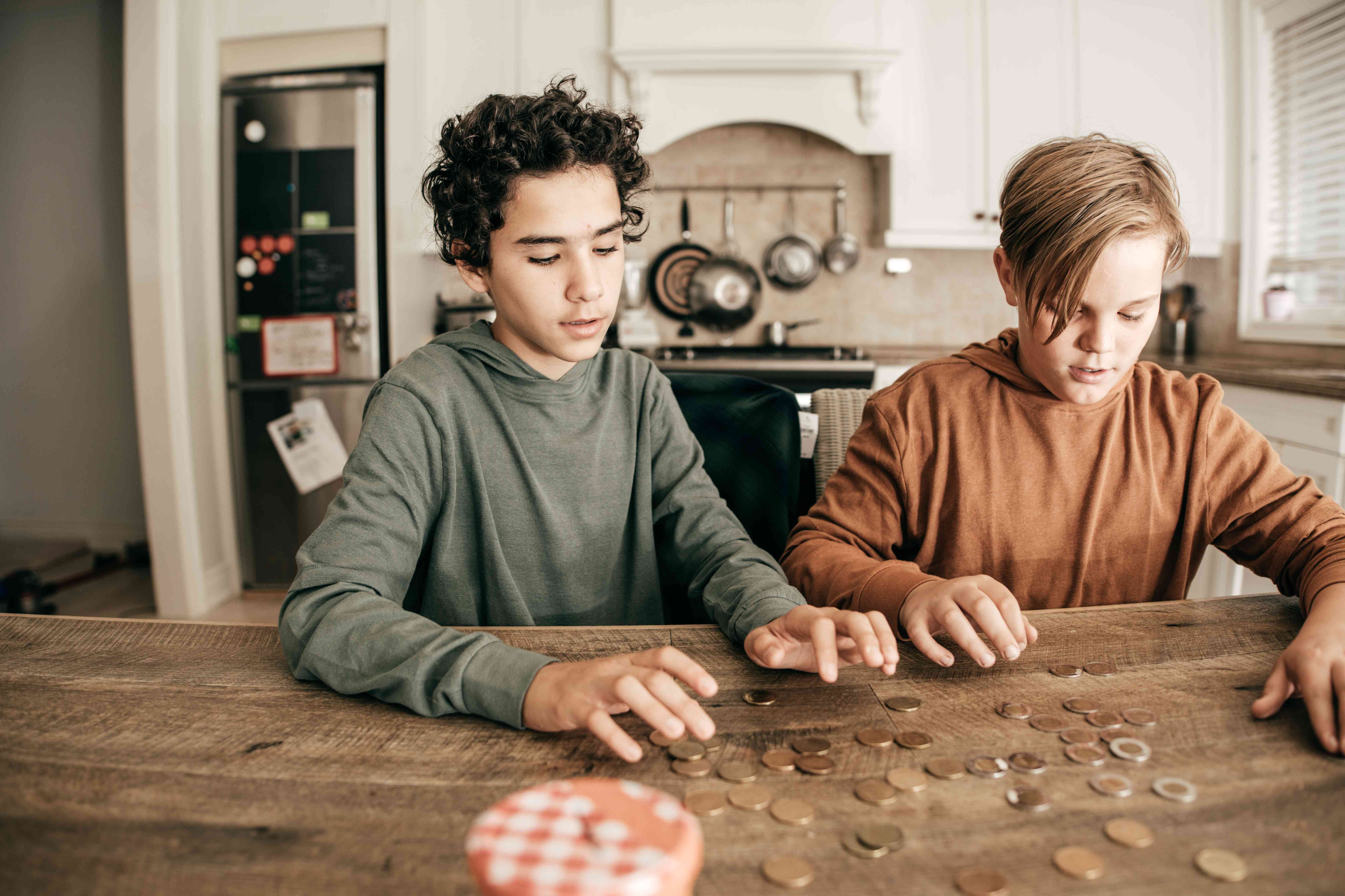 Teens Count Change on Countertop