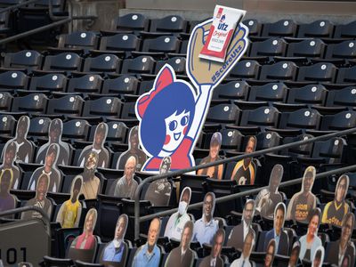 An Utz brand promotional cutout at a Major League Baseball game in 2020. 