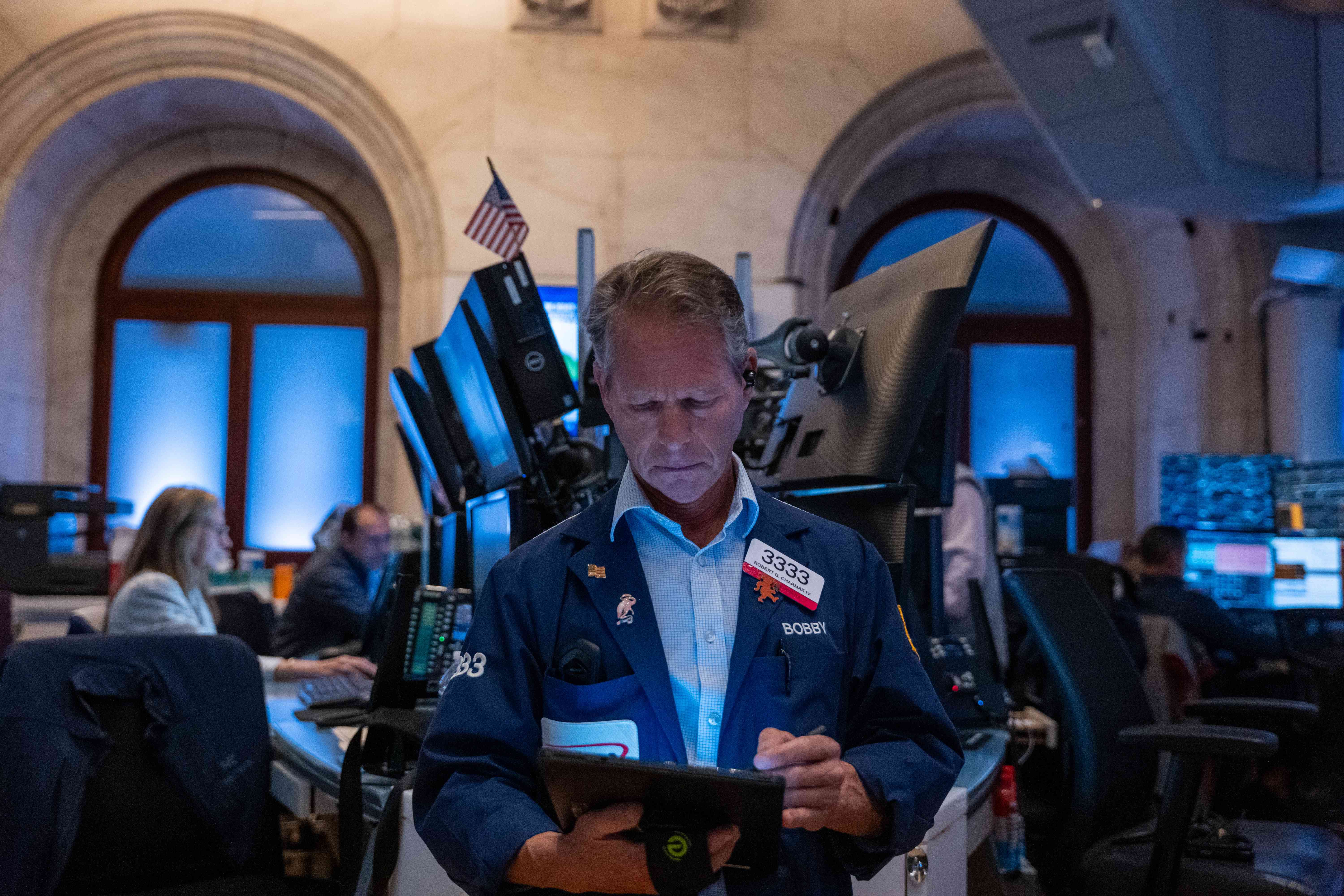 Traders on the New York Stock Exchange floor in early September. 