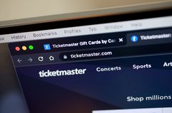 Ticketmaster website close-up on computer screen