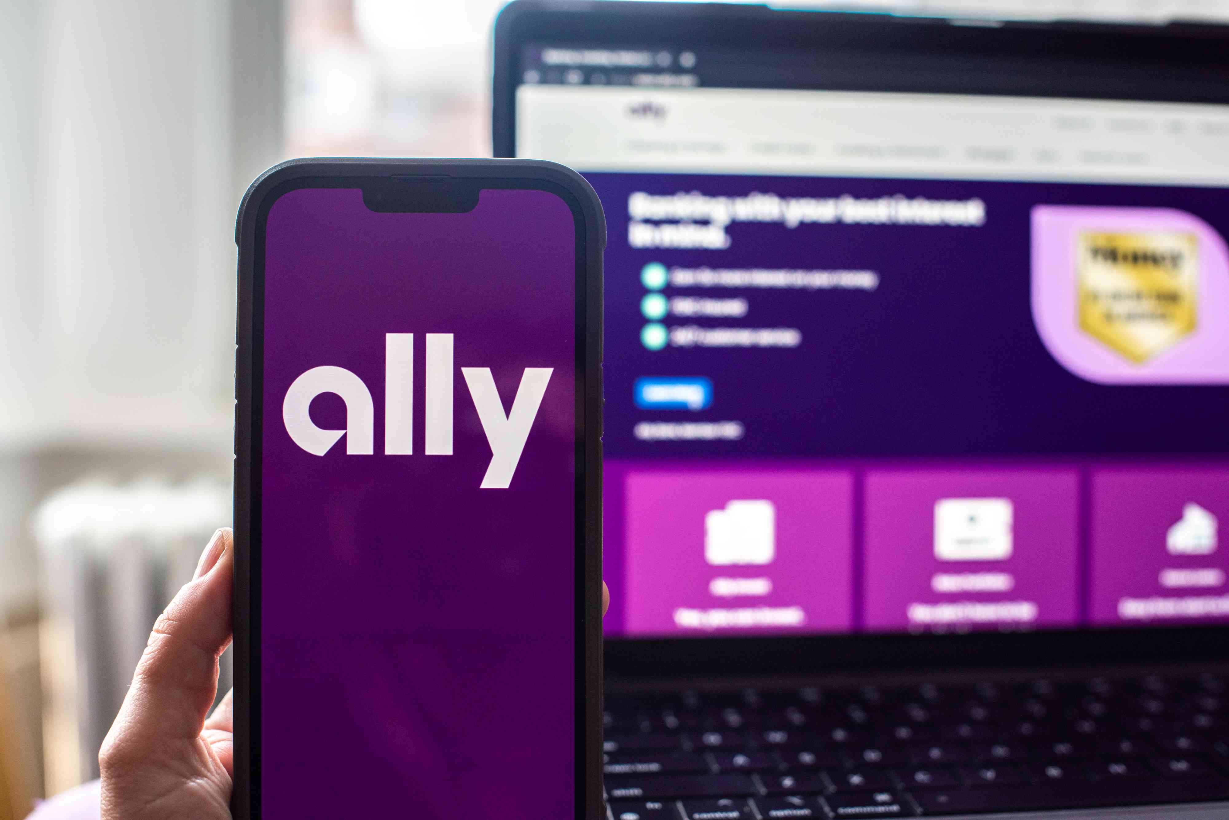 Ally Financial logo on a smartphone. 