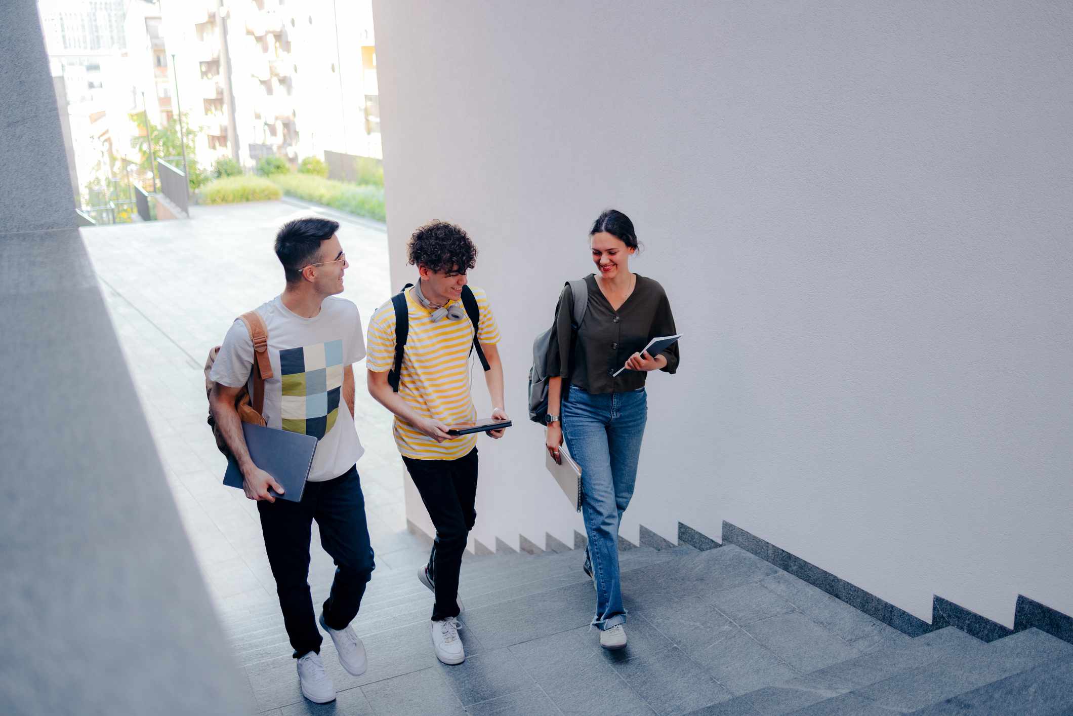 Students walk on campus.