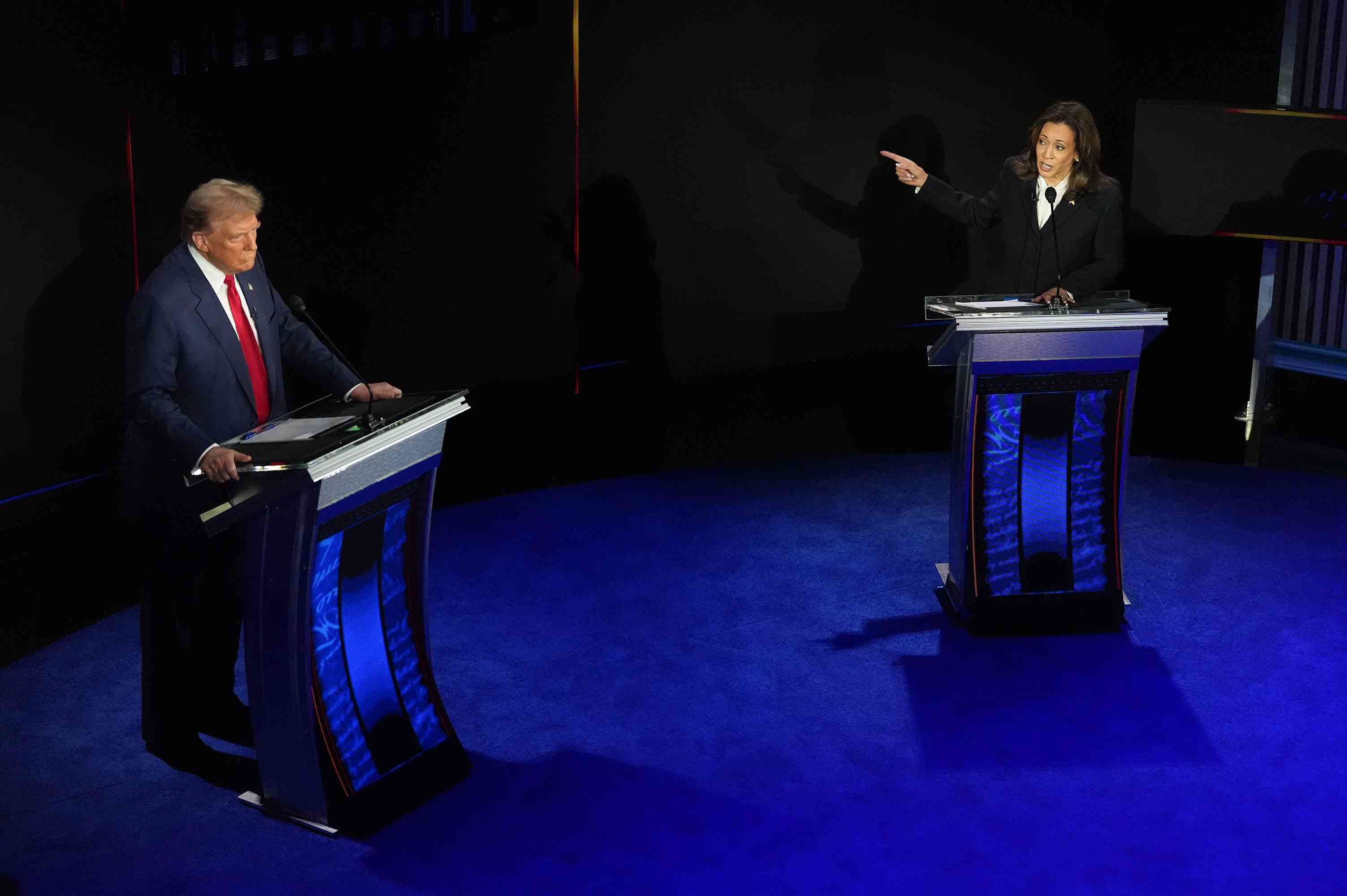 Former President Donald Trump and Vice President Kamala Harris at their debate on Tuesday. 