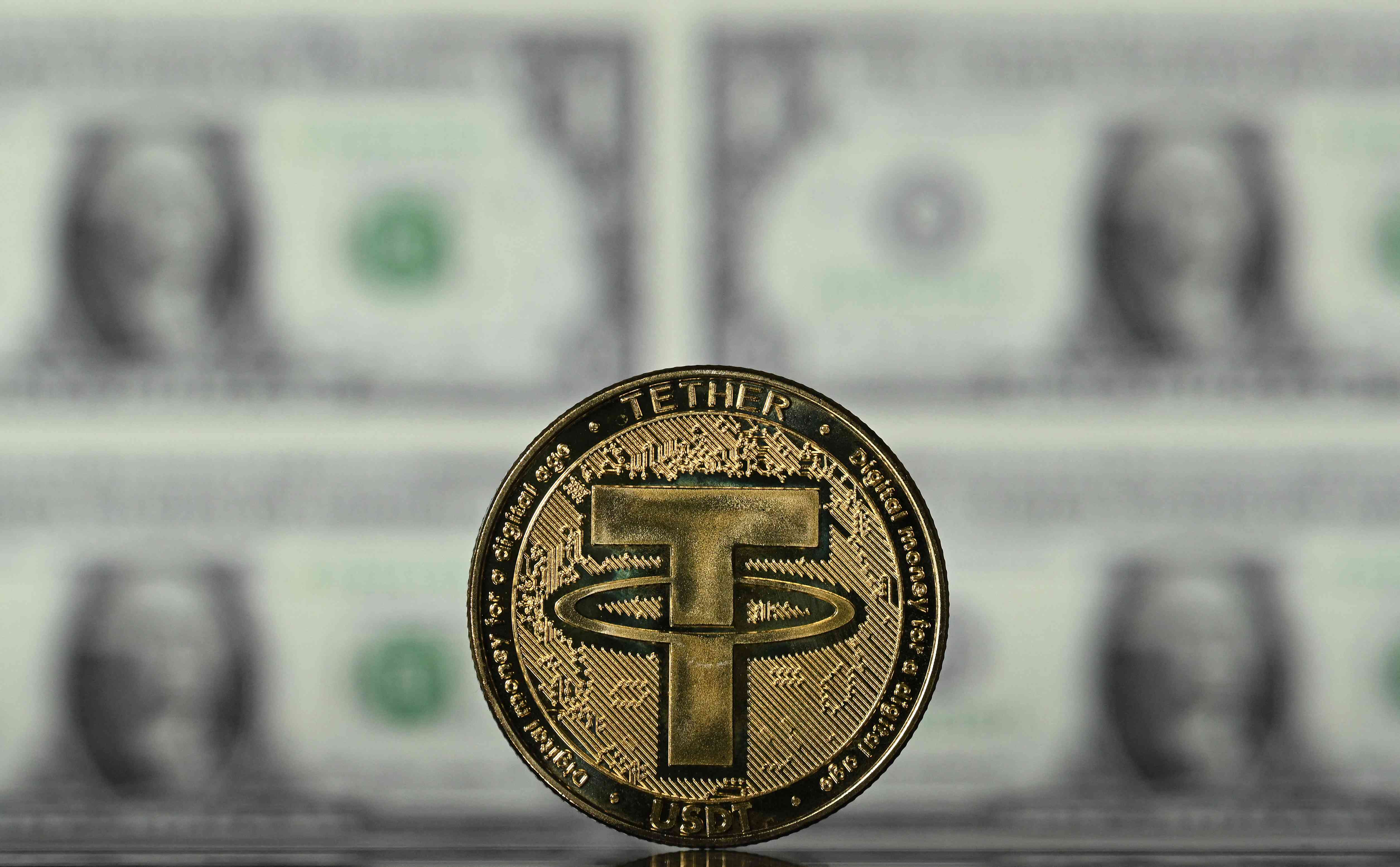 An illustration of golden symbolic tether stablecoin