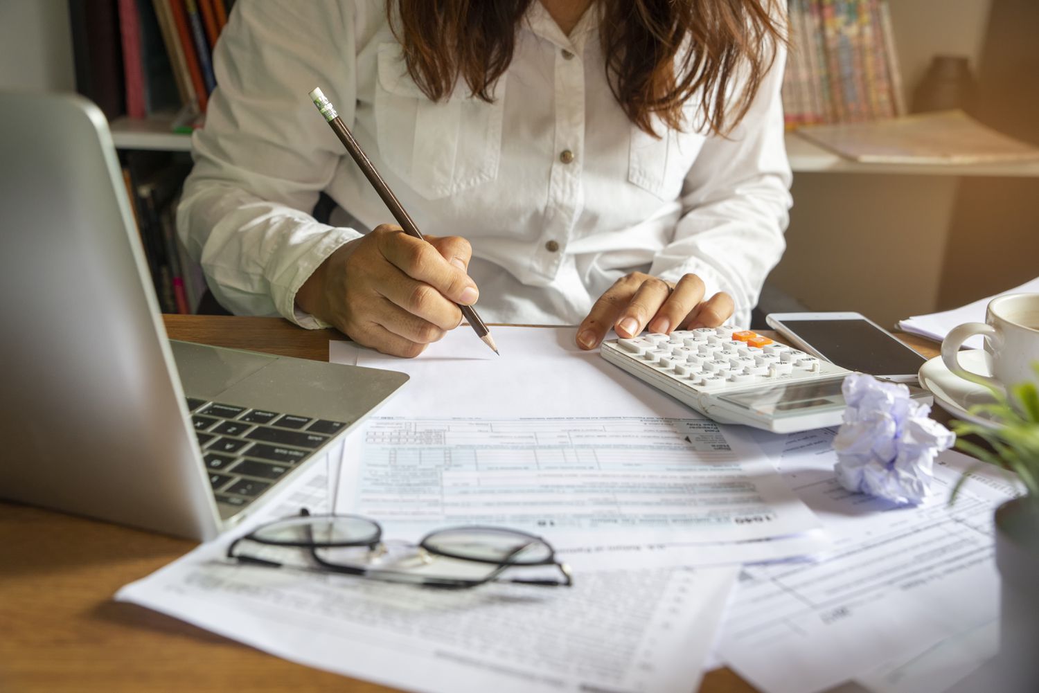 Person at desk doing their taxes