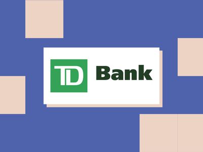 The TD Bank logo floats over a light peach and deep blue background.