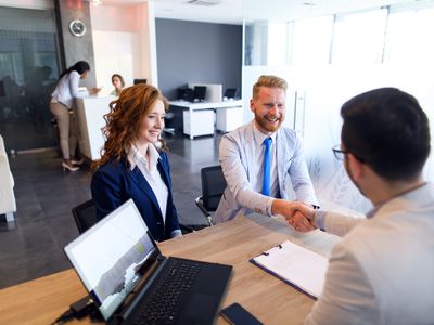 Couple meeting with loan officer