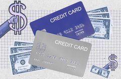 illustration of credit card and dollar signs