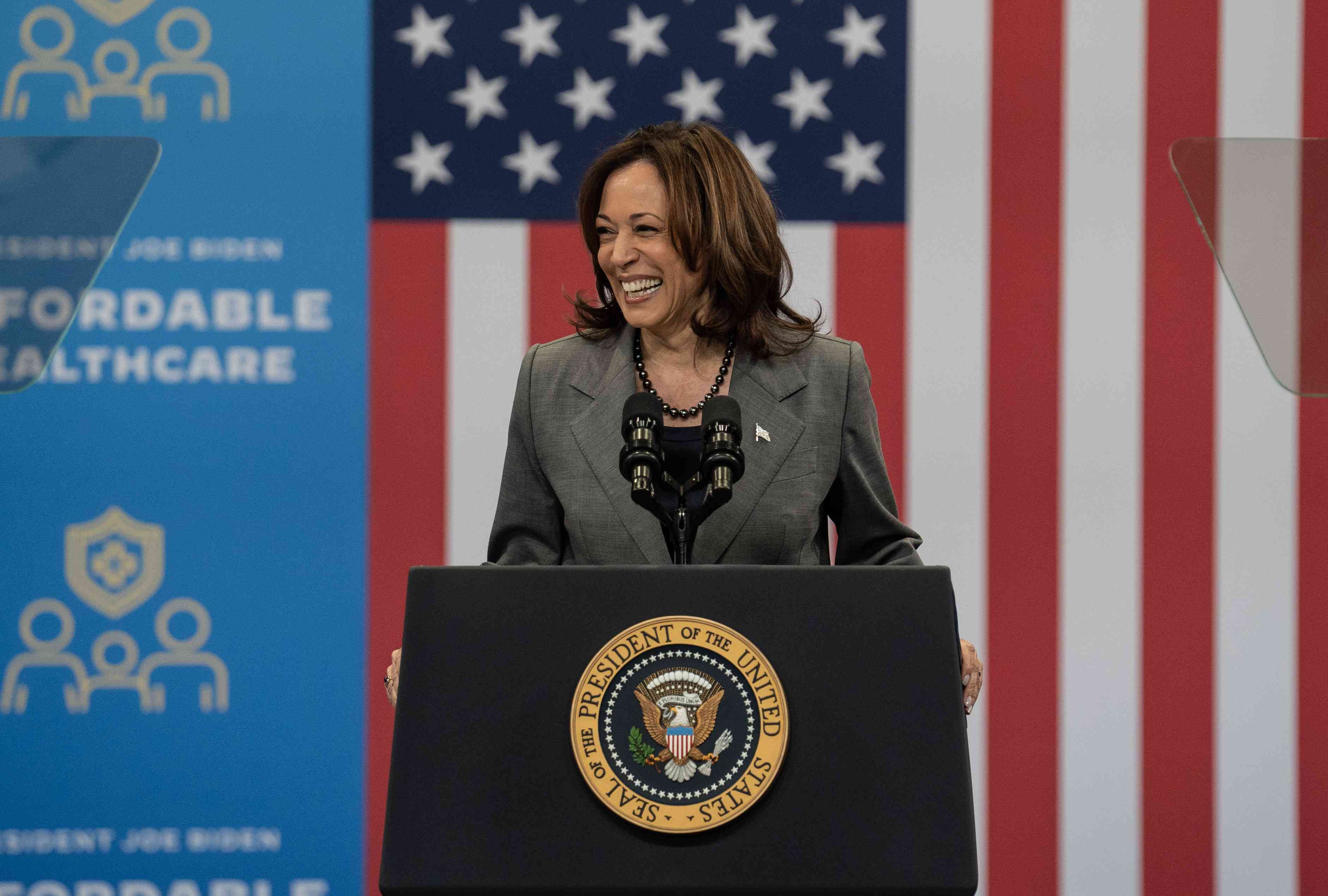 Vice President Kamala Harris speaks at the Chavis community center