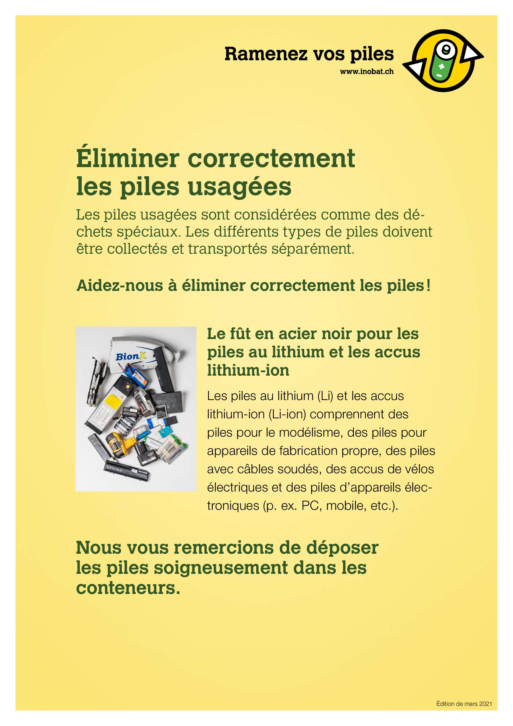  Informations pour les points de collecte