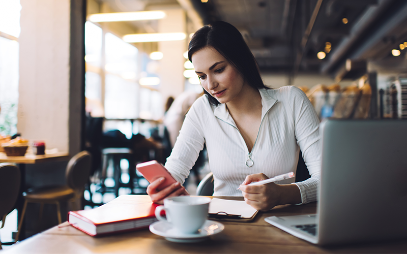 Employee using mobile