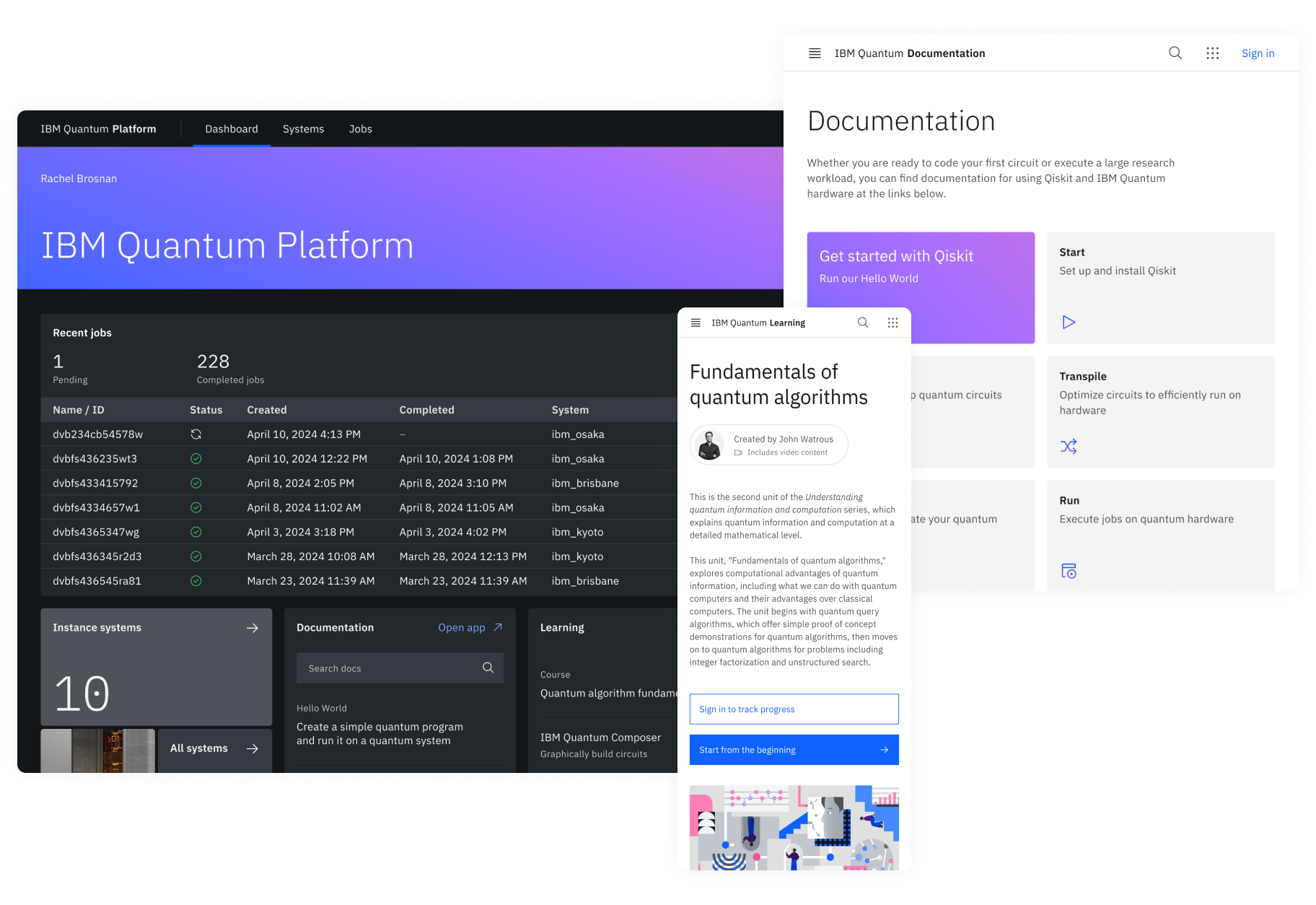 Preview of the IBM Quantum Platform on different devices