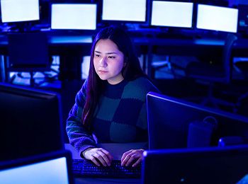 Anthea Gonzalez in a computer lab