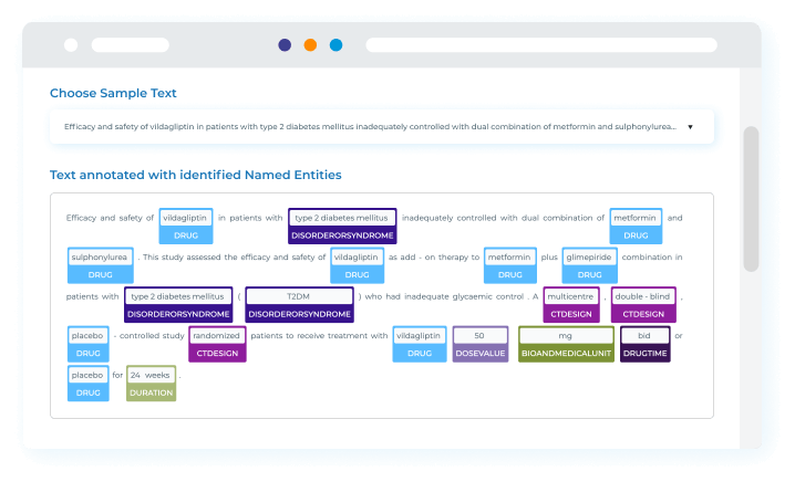 Example how to analyze clinical trial protocols and how to annotate medical text with named entities recognition by biomedical NLP model