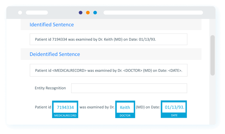 Example of de-identification medical records for research needs by NLP