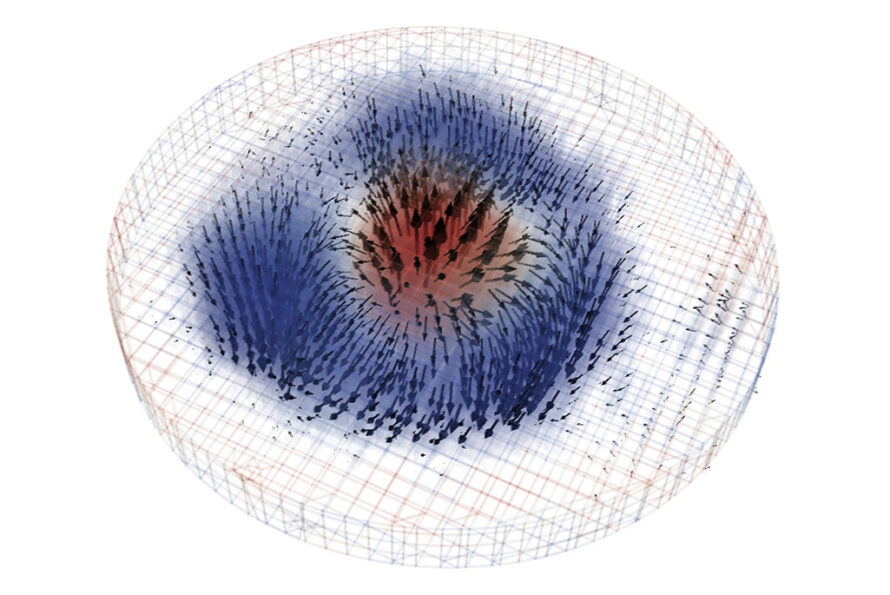 A 3D reconstruction of a skyrmion derived from X-ray images.