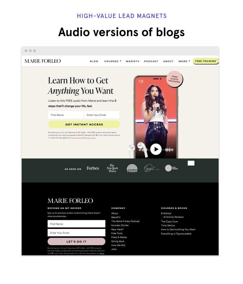 Audio lead magnet example