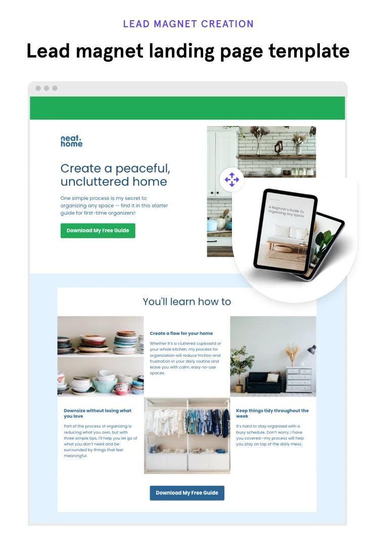 Lead magnet landing page template example