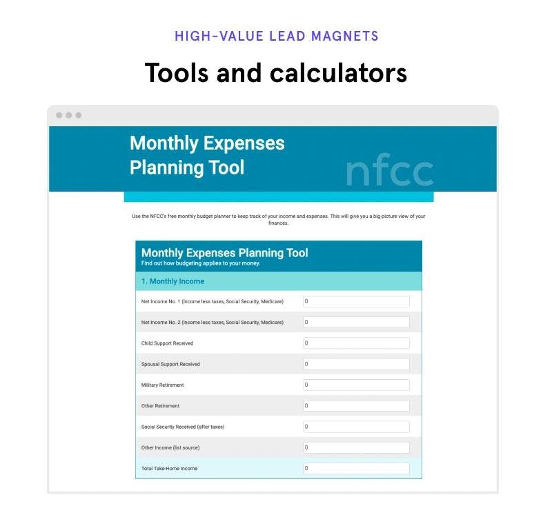 Free tool lead magnet example