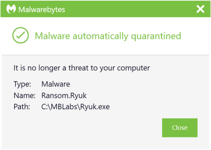 Malwarebytes Ryuk Ransomware blokkeren