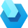 blue logo in shape of a hexagon