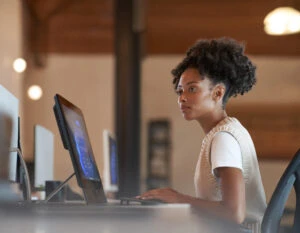 Enterprise office worker in focused work