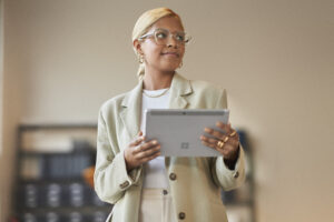 Woman in business suit with