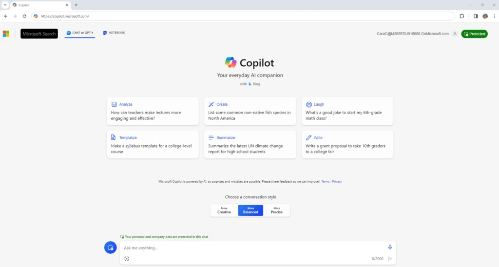 Copilot homepage