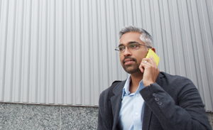 A worker on a phone.