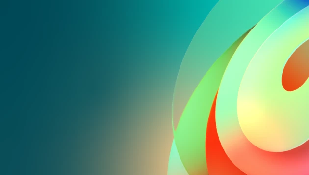 A decorative image with green, yellow, and red swirling abstract art