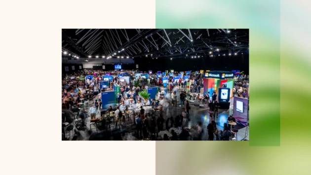 An overhead view of the Microsoft AI Tour stop in Sydney, Australia