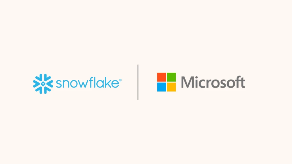 snowflake and Microsoft logos side by side