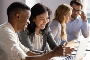 A group of professionals collaborating on a project