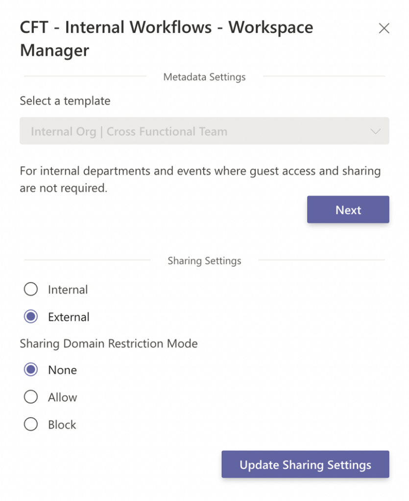 Screenshot of the Netwoven Govern 365 virtual data room workspace manager.