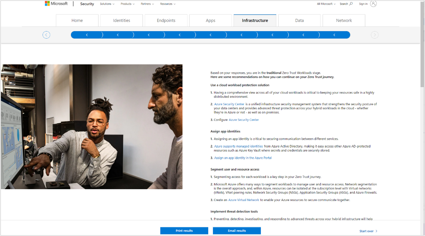 The Zero Trust Assessment tool gives you specific instructions for next steps in your Zero Trust adoption.
