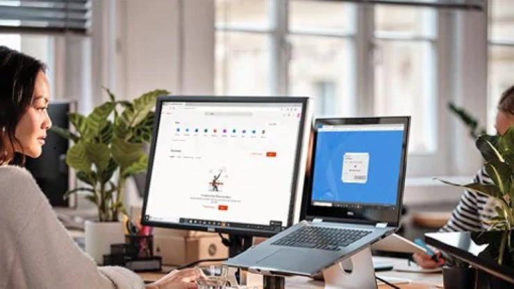 Woman at work on her computer.