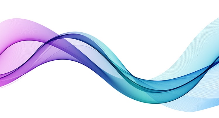 A blue and purple wave on a white background.