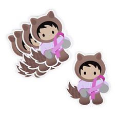 Astro Pink Ribbon Stickers (Pack of 5)