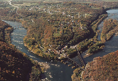 President George Washington selected Harpers Ferry to be the site of the nation’s second national armory, and it became a commercial hub when a railroad and canal reached it in the 1830s. Abolitionist John Brown led his unsuccessful raid on the armory in 1859, and the town became Harpers Ferry National Historical Park in 1963.