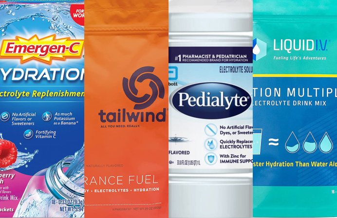 A lineup of the best electrolyte drink mixes stitched together