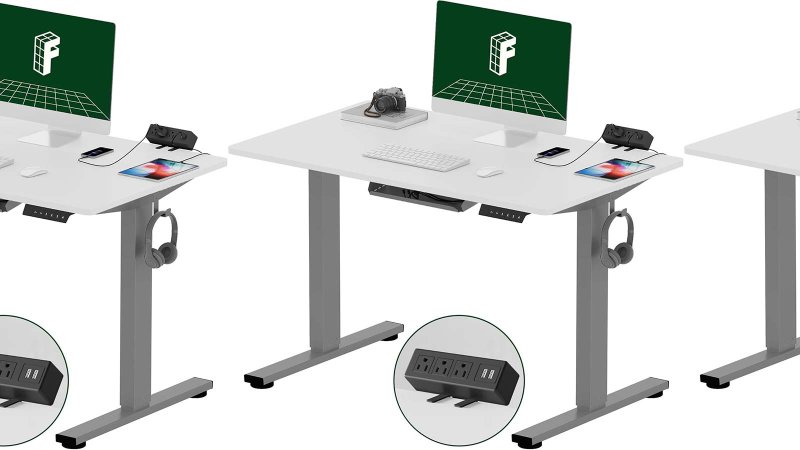 Flexispot Staning Desks with computers on them on-sale for Amazon Prime Day