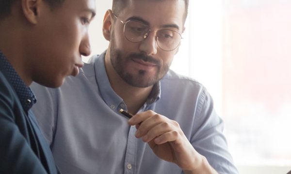 Two people at office training