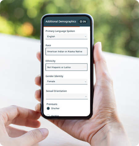 Additional demographics form on mobile phone
