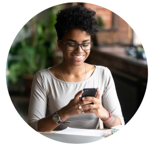 Woman checking into appointment from phone